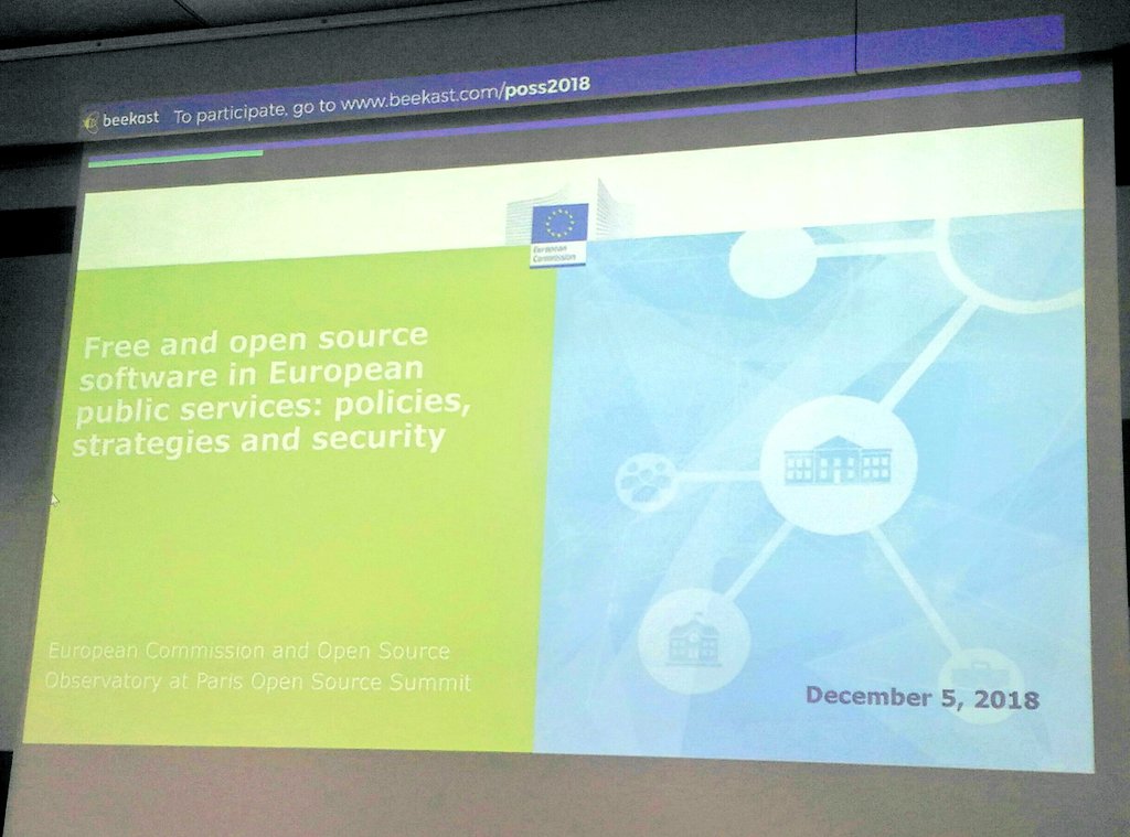 MaliciaRogue's tweet photo. Our session is starting off: how do we bridge those gaps and increase public administrations maturity in terms of FLOSS and open standards? #OSOReu #OSSPARIS18 https://t.co/SSwuniXWkM
