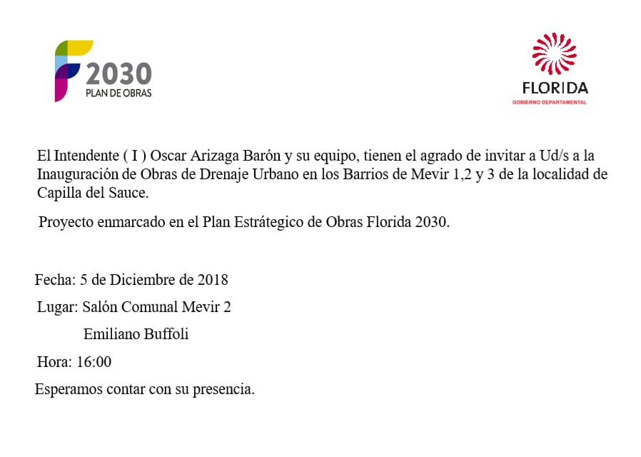AndreaBrugman's tweet photo. #CortedeCinta Gestión Intendente de Florida @PajaroEnciso hoy inaugurando a las 16 hs, Obras de Drenaje Urbano en Mevir 1, 2 y 3 de Capilla del Sauce, de la mano del Intendente (I) y Equipo de Gobierno, las cosas se hacen, se valoran y se disfrutan. https://t.co/ZDcV9QsQNc