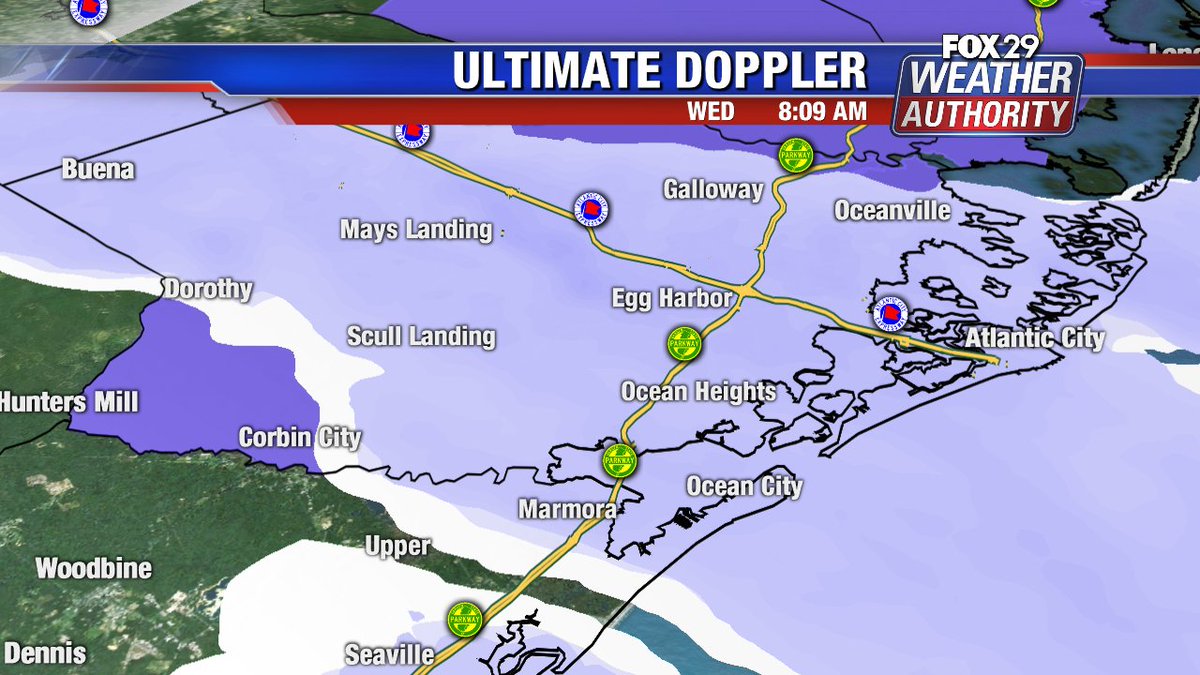 ScottFox29's tweet photo. Live look 8:10AM #UltimateDoppler #NJwx #snow along #ACExpressway #GardenStateParkway https://t.co/EsN2M7qjWU