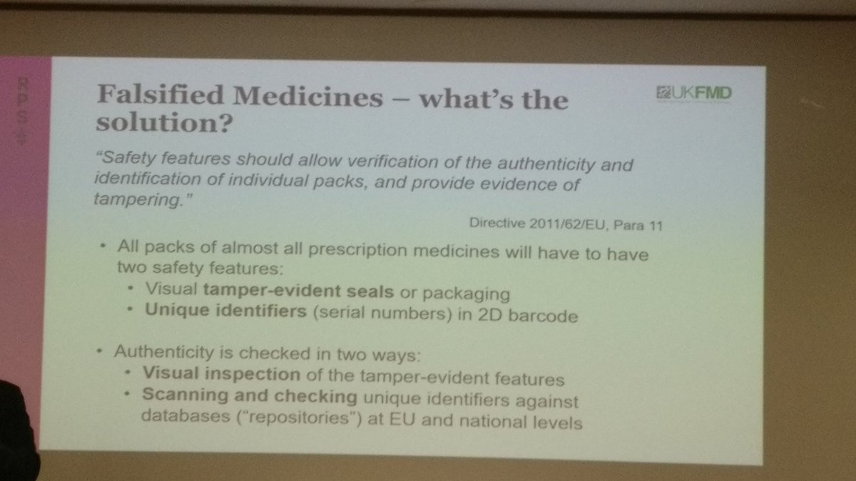 Interesting lecture on Falsified Medicines Directive (FMD) from Prof. Gino Martini! We, as pharmacists, are involved to the FMD, to tackle falsified medicines.#UCLFTFweek #fakemeds #Pharmacists #pharmacy #UCL @ASOP_Europe @FightTheFakes @UCLFightsFakes @OksanaPyzikUCL