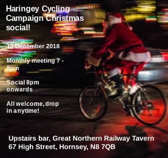 HaringeyCyclist's tweet photo. It’s our monthly meeting and Christmas social next Monday 10th December. We’ll be discussing our work plan for the next year, so if you want to be a part of the group’s future, why not join us? All welcome! https://t.co/Mtceujl5MZ