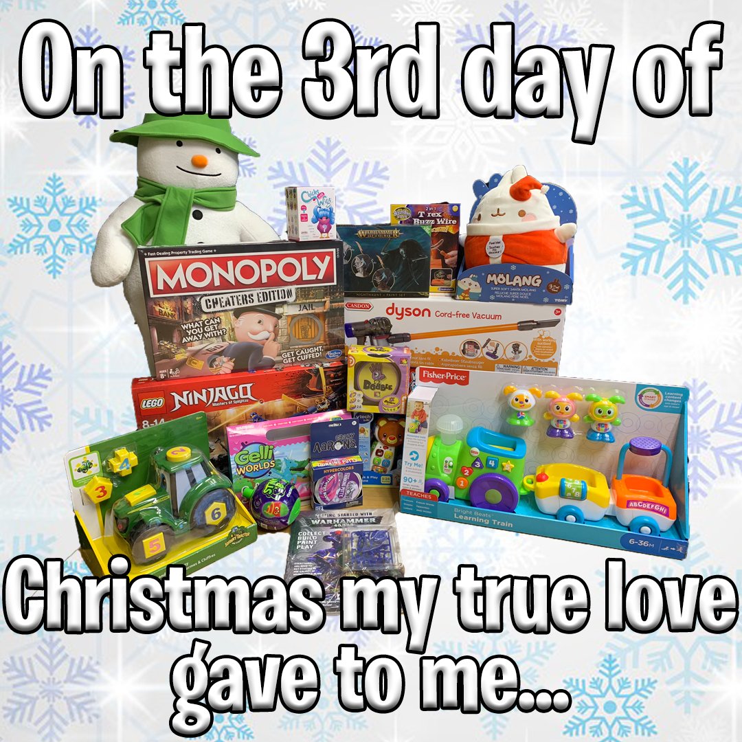 ToymasterLtd's tweet photo. ☃️Day 3☃️
On the third day of Christmas my true love gave to me...
#FOLLOW #RT and comment with the answer!
⭐️This prize must be collected from your nearest Toymaster store!⭐️
Closes 3pm today. UK and ROI only.
#competition #WinitWednesday #prizes #christmas https://t.co/4Qhl71o9g0