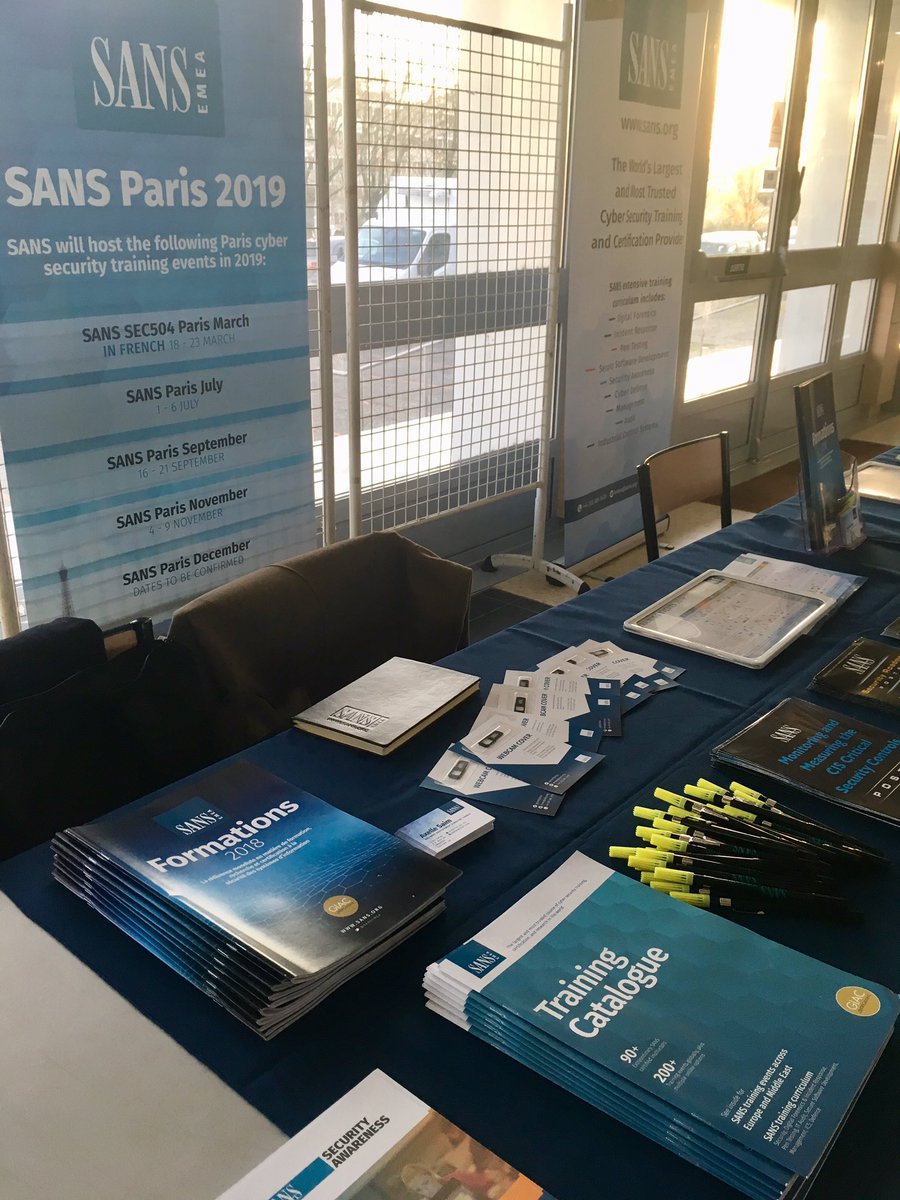 AxelleS_SANS's tweet photo. Happy to be in #Botconf2018 !!! Come and see us to get some posters before they disappear ;) @SANSEMEA https://t.co/FkUm6gJaRx
