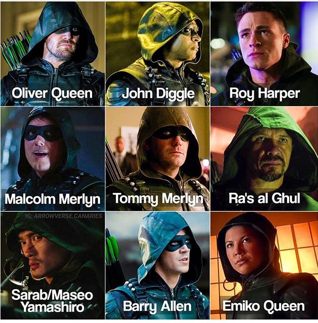 Kristen_HunterM's tweet photo. Everyone's had a turn under a green hood, does anyone have a favourite? I'm a big fan of Ra's al Ghul 😈
#TheHood #Arrow #GreenArrow
#OliverQueen #JohnDiggle #RoyHarper #MalcomMerlyn #TommyMerlyn #RasalGhul #MaseoYamashiro #BarryAllen #EmikoQueen https://t.co/eiRa9OH00k