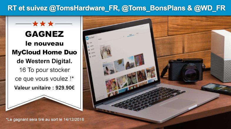 TomsHardware_Fr's tweet photo. #CONCOURS 💣
C'est #Noel avant l'heure : on vous offre une chance de remporter la solution de #stockage MyCloud Home Duo. 16 To pour sauvegarder et partager, vos photos, vidéos,  votre musique.
Pour participer:
👉RT ce concours
👉Suivez @TomsHardware_Fr, @Toms_BonsPlans &amp; @WD_FR https://t.co/I4IZorv9UZ