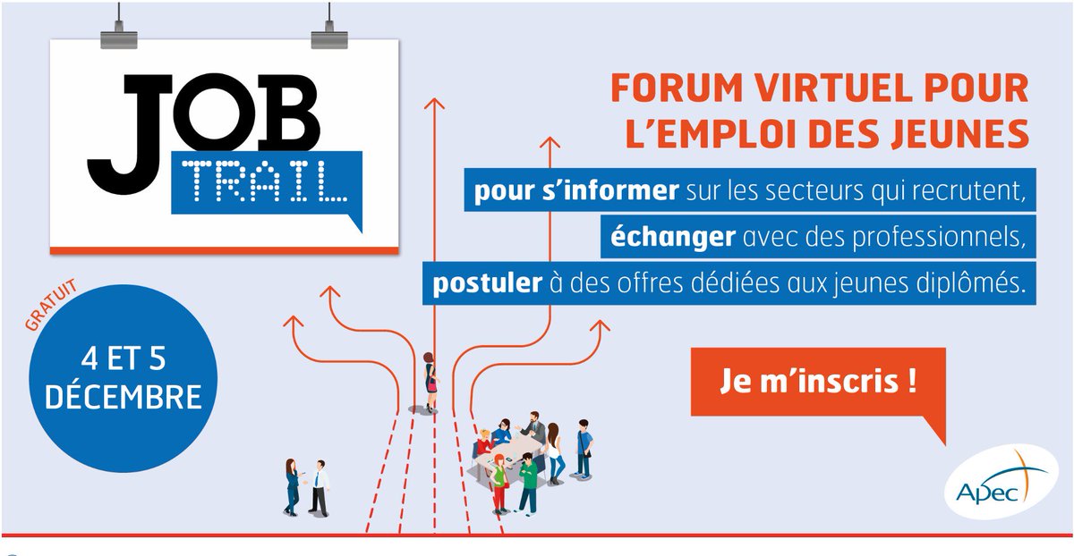 Apecfr's tweet photo. [JOBTRAIL] Vous avez manqué notre forum virtuel hier ? Pas de pb, #Jobtrail c'est aussi aujourd'hui, inscrivez-vous  https://t.co/BiMPCVLVnJ https://t.co/QCGRyBB7hJ