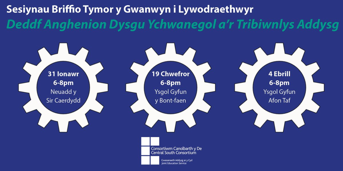 CSC_PLSupport's tweet image. LLYWODRAETHWYR: Cofrestrwch i fynychu un o'n sesiynau briffio i gael datblygu eich dealltwriaeth o oblygiadau’r Ddeddf #ALNET i ysgolion ac ALlau. Mwy o wybodaeth: ow.ly/eAk830mFqKI
@MerthyrCBC @VOGCouncil @cyngorcaerdydd @CyngorRhCT @BridgendCBC