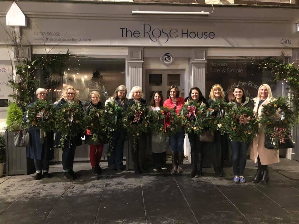 RoseHousePerth's tweet photo. #Christmaswreath making Rose House style in #perth with the Venue #prosecco and #flowers https://t.co/C4kG50xmW0