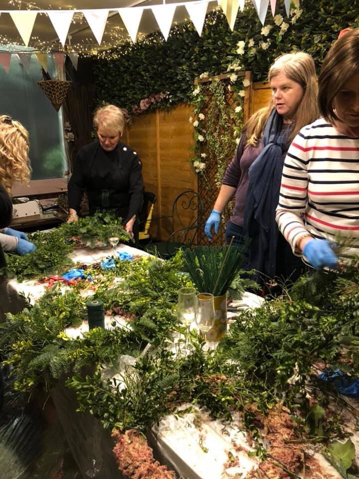 RoseHousePerth's tweet photo. #Christmaswreath making Rose House style in #perth with the Venue #prosecco and #flowers https://t.co/C4kG50xmW0