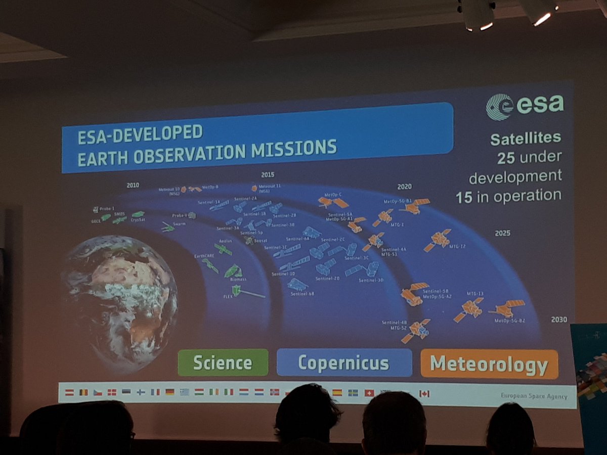 simularity's tweet photo. Revealed at #EUSpaceWeek2018 - Impressive constellation of @esa satellites producing massive volumes of data: 150tb/day just from @CopernicusData alone! Exciting to see what #AI will find 🙏 https://t.co/0ZOodnPjIK