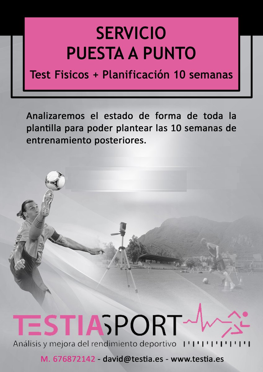 Servicio "Puesta a punto" para clubes deportivos.
Test físicos + 10 semanas de entrenamiento.