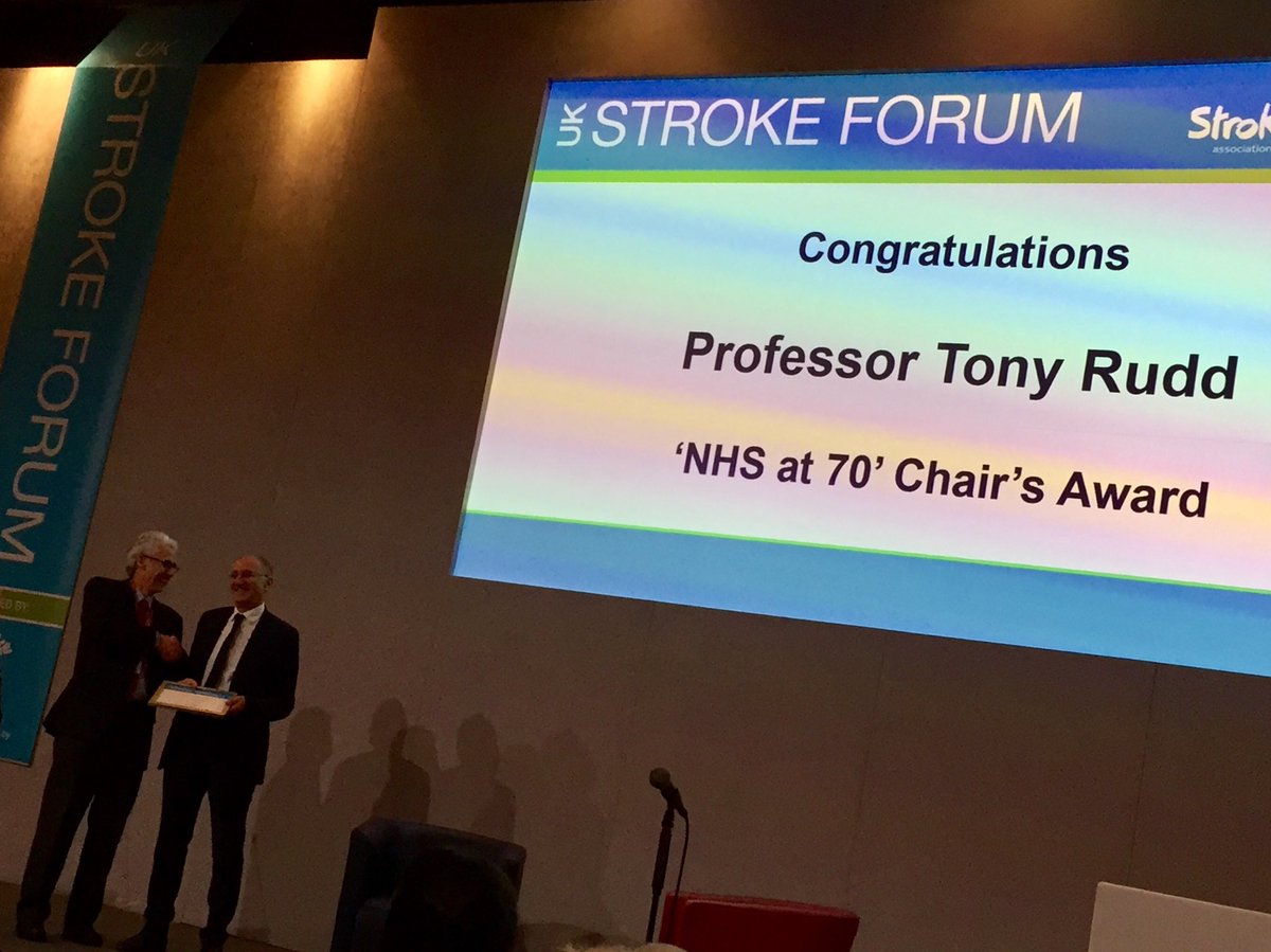 Deborah71247971's tweet photo. CONGRATULATIONS PROFESSOR TONY RUDD. Huge recognition for all the quality improvement work you have driven in Stroke Medicine.  #UKSF18 ⁦@NHSEngland⁩ ⁦@BASP_TE⁩ ⁦@NHSGIRFT⁩ ⁦@TheStrokeAssoc⁩ https://t.co/GoqUlXGo0Z