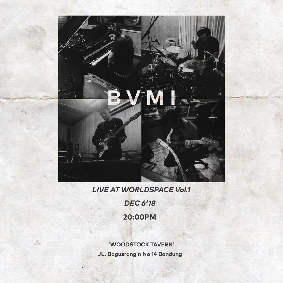 BvmiOfficial's tweet photo. BESOK!
Datang ke WorldSpace #1 dan lihat #BVMI pukul 20.00 WIB di Woodstock Tavern, Bandung. https://t.co/AEd8Ea6DB8