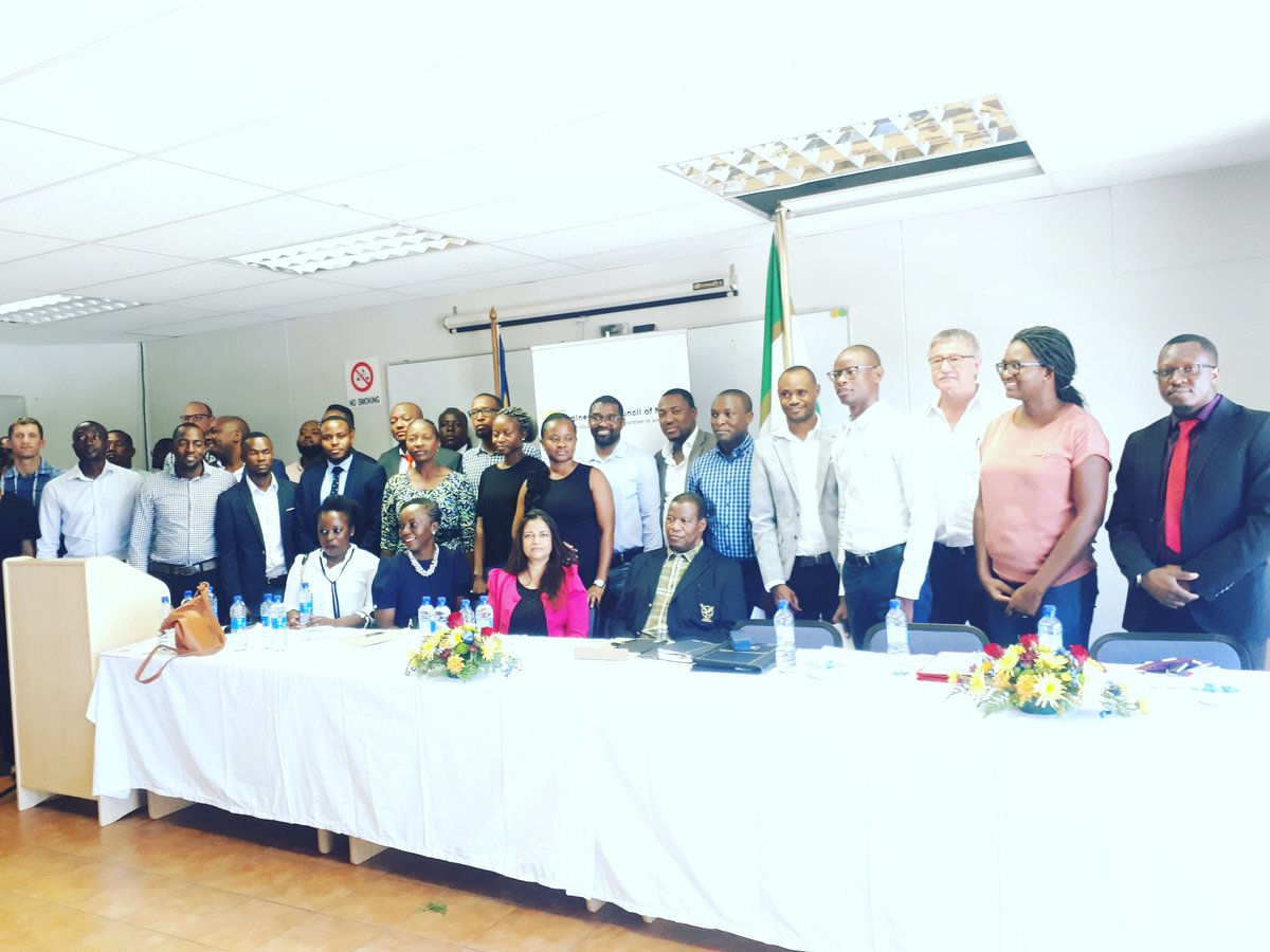 NASEngineers's tweet photo. CONGRATULATIONS to the 63 Engineers who received their registration certificates/licenses today from the Engineering Council of Namibia. Namibia is now 63 Professional Engineers STRONGER! Now we work hard and build our country and continent. Let's keep on Reinventing Our Future! https://t.co/oymZEeK8Ko