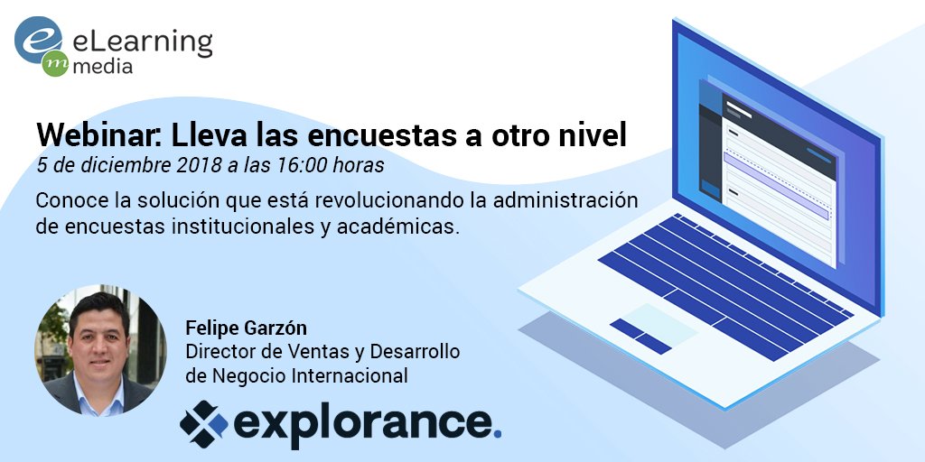 ¡Esta tarde tenemos #webinar! Si no te has inscrito, date prisa ¡Todavía estás a tiempo! Descubre como mejorar la #ExperienciadeAprendizaje mediante la obtención y análisis de datos académicos con <a href="/eXplorance/">Explorance</a> Blue bit.ly/2E4cbrY #learningexperience #eLearning