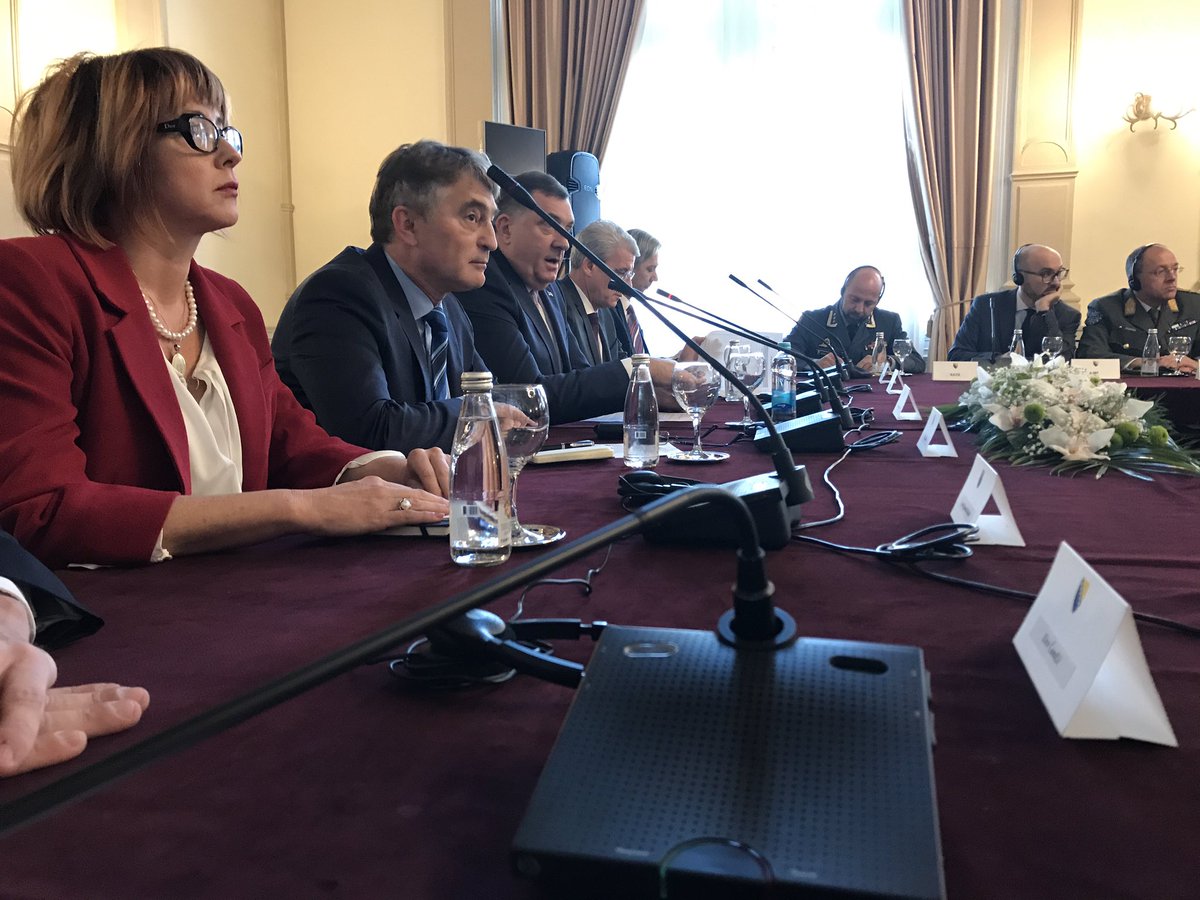 BertonBruce's tweet photo. Meeting of the Peace Implementation Council with the three members of the BIH presidency.  Unfortunately President Dodik chose not to stay.@OSCEBiH @OHR_BiH #PIC https://t.co/uUDzSVbmjH