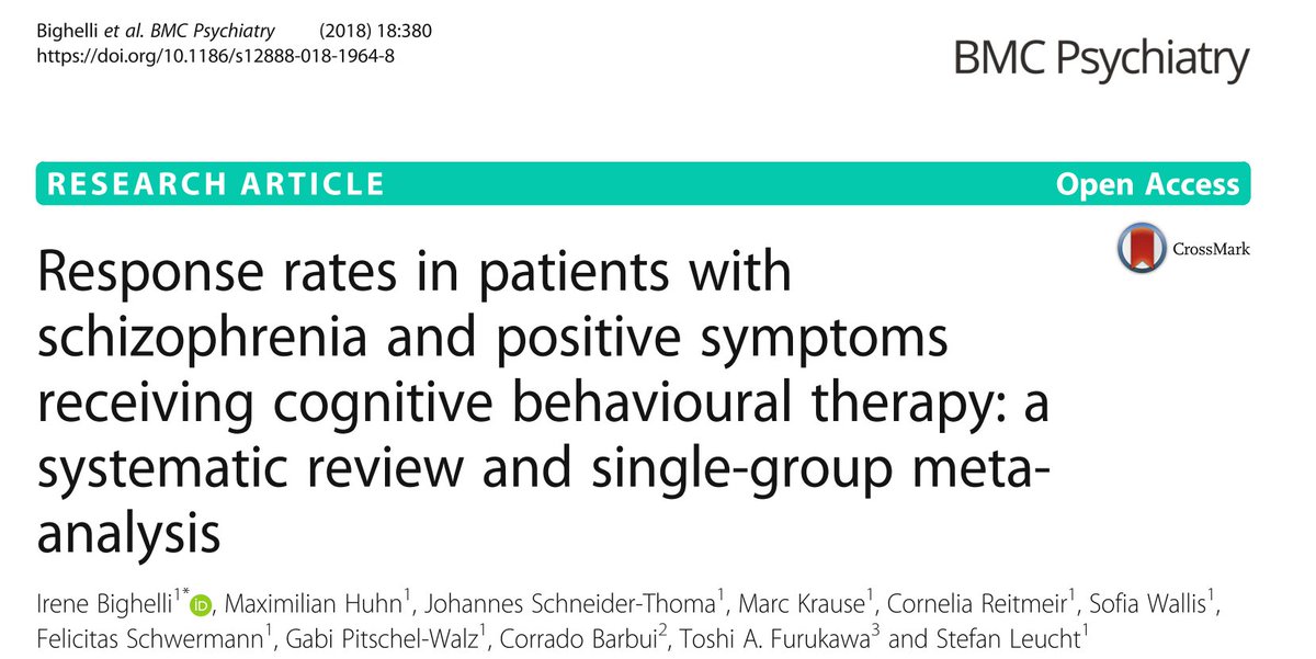 Irene Bighelli (@ibighelli) on Twitter photo rdcu.be/bcwbP What are the response rates to #CBT in patients with #schizophrenia? See our latest systematic #review and meta-analysis <a href="/StefanLeucht/">Stefan Leucht</a> @EbmKrause @Toshi_FRKW rdcu.be/bcwbP What are the response rates to #CBT in patients with #schizophrenia? See our latest systematic #review and meta-analysis <a href="/StefanLeucht/">Stefan Leucht</a> @EbmKrause @Toshi_FRKW