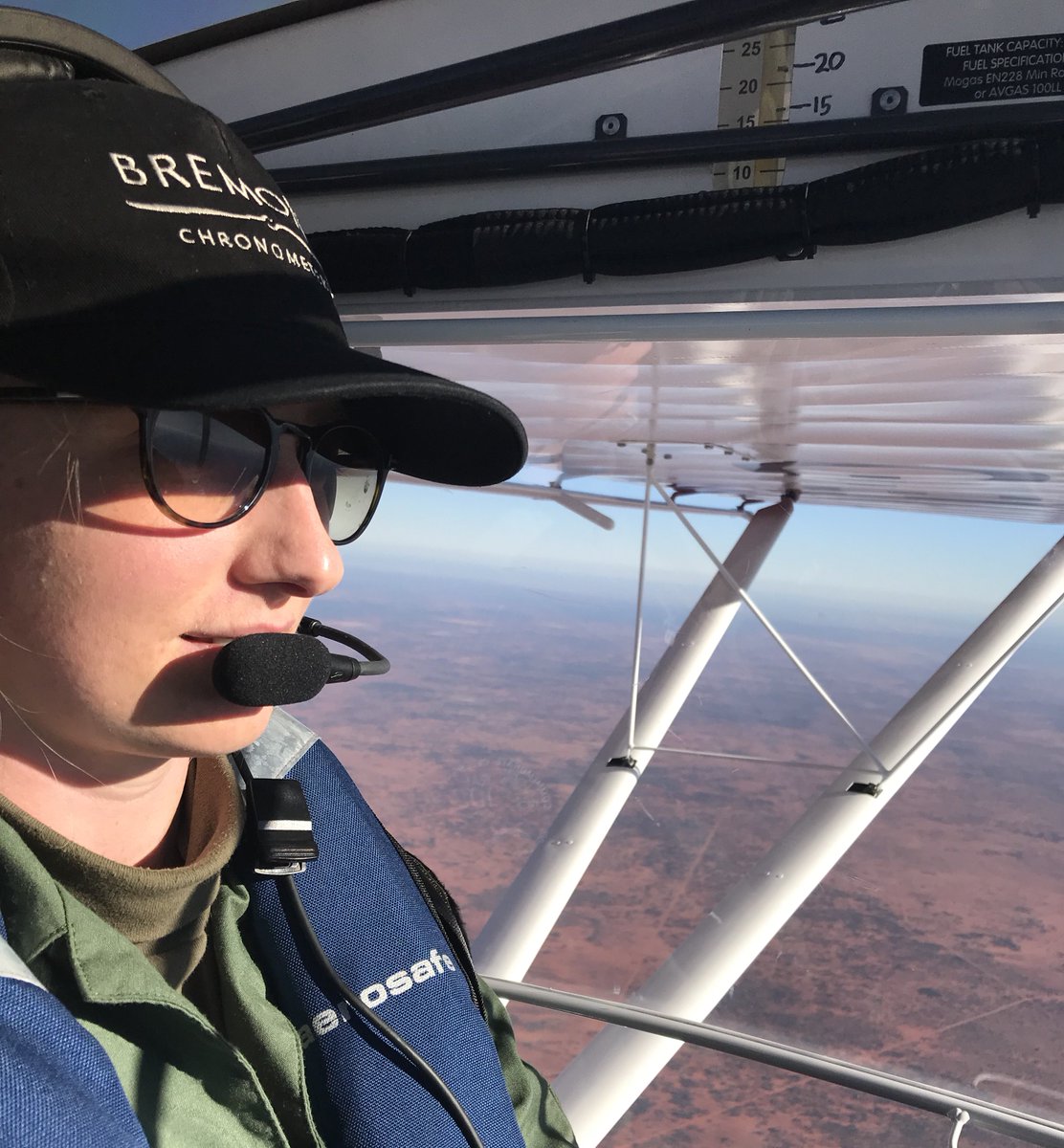 Abby is looking good in her <a href="/Bremont/">Bremont</a> hat as she pilots the <a href="/raf100_gbnz/">RAF 100 GB-NZ Expedition</a> Expedition's Eurofox over the Outback in Australia in celebration of 100 years of the Royal Air Force! Fly safe guys!