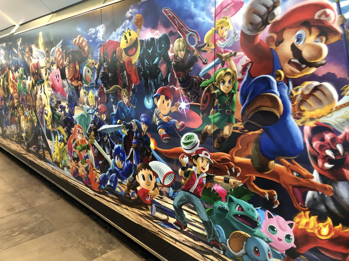 jonaquach's tweet photo. They completed the ad on both side of the hallway, with the banner! at Châtelet subway station, it's insane #SSBU #SmashBros #SmashBrosUltimate https://t.co/Q9XxN0rTNF