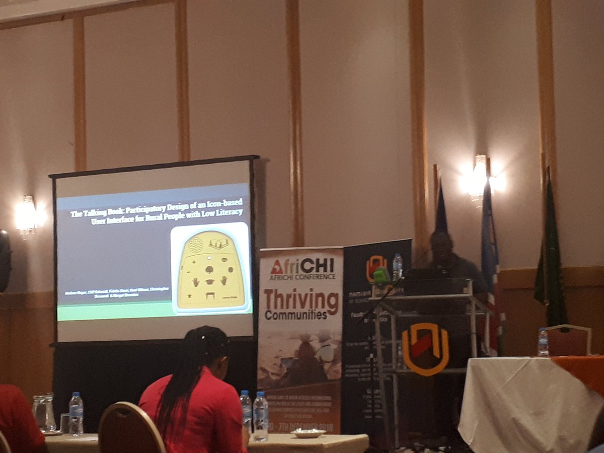 ShaimaaLazem's tweet photo. @bayor83 presents the talking book #AfriCHI2018 https://t.co/rQt0eVicjm
