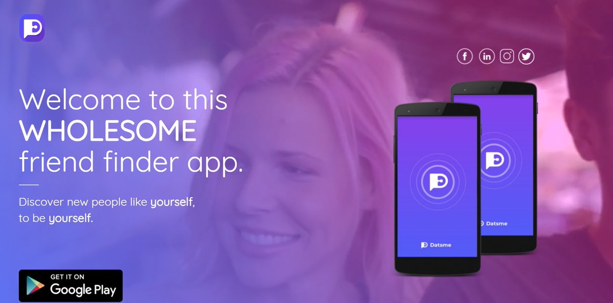 Datsme_app's tweet photo. Experience the change through this app where you meet and interact with different people around you with a map based UI. Discover the people around and find the real ally next to you. 
#datsme #afriendfinderapp #ourfirsttweet #madewithloveforindia #India https://t.co/vSRFFoFALI