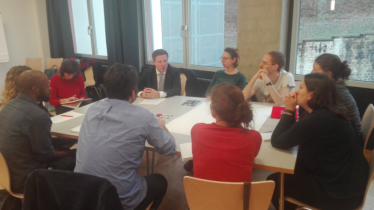 abg_intl's tweet photo. #PDT18 Discussing with recruiters on their expectations: Meri Réale from @ScopEllyx and Dr. Quelavoine from @EPOorg . @ABG_Asso @FnrLux @LIH_Luxembourg @Luxembourg_RTO @uni_lu https://t.co/0GjkQEdAwU