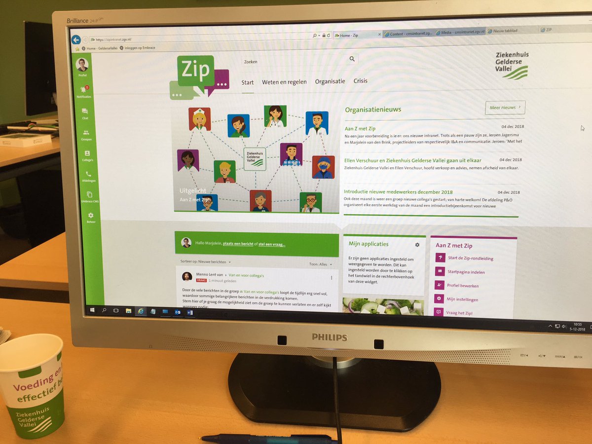 Marjolein_vd_B's tweet photo. Trots op ons nieuwe sociale intranet, Zip @GelderseVallei gemaakt met @EmbraceSBS https://t.co/IZg8sh8nrv