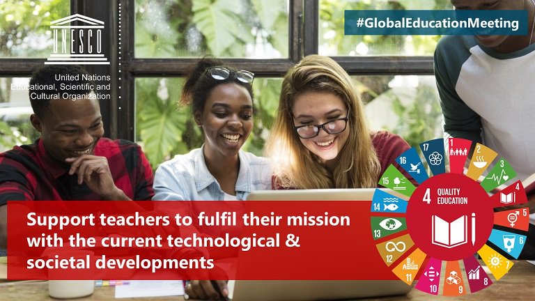 Towards #Education2030 

We need to support teachers to fulfill their mission w/ the current technological & societal developments. 

#GlobalEducationMeeting #SDG4 → on.unesco.org/GlobalMeeting