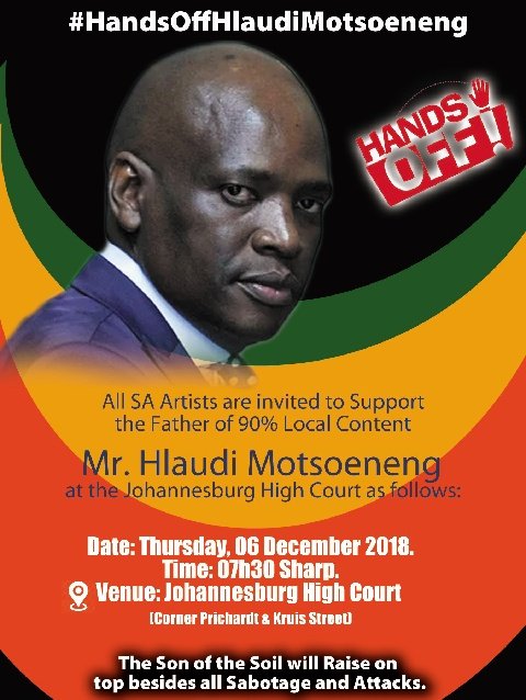 ZaneleLwana's tweet photo. @BLF_SouthAfrica will continue its support for Comrade Hlaudi Motsoeneng. He represented the Radical Economic Transformation agenda in the SABC, pushing for 90% local content to ensure black artists don't die poor! We Stand With Hlaudi "Mr 90%" Motsoeneng! #HandsOffHlaudi https://t.co/uGhrvIVDNo