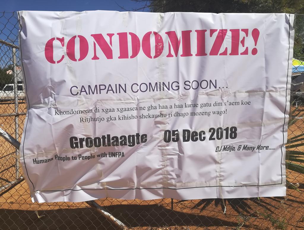 UNFPABotswana's tweet photo. The #CondomizeCampaign has arrived in Grootlaagte, the second of 5 villages in Gantsi district that will be Condomized. https://t.co/IA8HQwrZGC