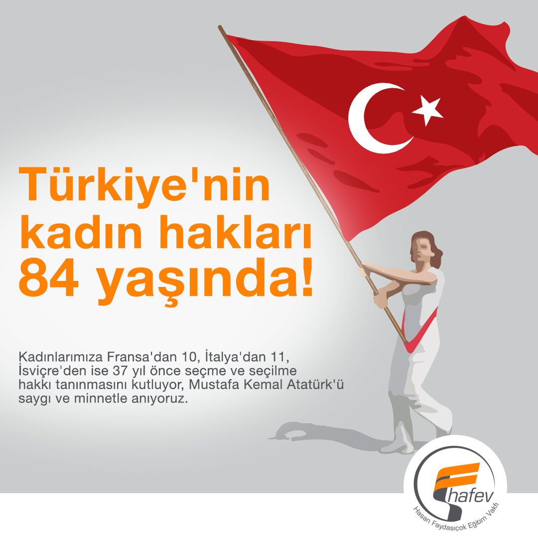 faydasicokvakfi's tweet photo. Türkiye'nin kadın hakları 84 yaşında! Kadınlarımıza Fransa'dan 10, İtalya'dan 11, İsviçre'den ise 37 yıl önce seçme ve seçilme hakkı tanınmasını kutluyor, Mustafa Kemal Atatürk'ü saygı ve minnetle anıyoruz.
#KadınHakları #FaydasicokVakfi #Hafev #SedeftekİInciler #burs #üniversite https://t.co/zRq876VUHL