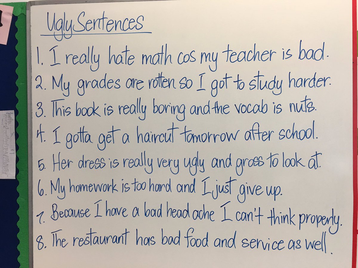 dmvelliaris's tweet photo. Today's ugly word replacement activity. @CognitaSchools @SAISrocks #grammar #amreading #amwriting #vocabulary #eal #TESOL #ESL #EFL #WordsMatter #Vocab #myp #LanguageLearning @TeachWriteEDU @teachbetterteam @TeachAndEnjoy @justeslenglish @Team_English1 #EnglishRoomTV #English 😊 https://t.co/AFEEiQdVfi