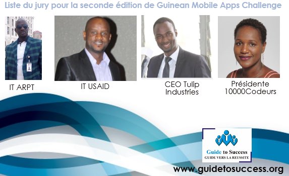 GuideSuccess's tweet photo. Liste du jury pour élire les meilleurs développeurs d’applications mobiles 
rdv ce samedi 8 décembre à 12h à la Bluezone de kaloum
#GMAC
#Innovation
#Challenge. @10000codeurs @el_guinea @TRA18M @gcurtisgn @domani_dore @Banirediallo @Djayk7 https://t.co/H2k1Z7bcFN