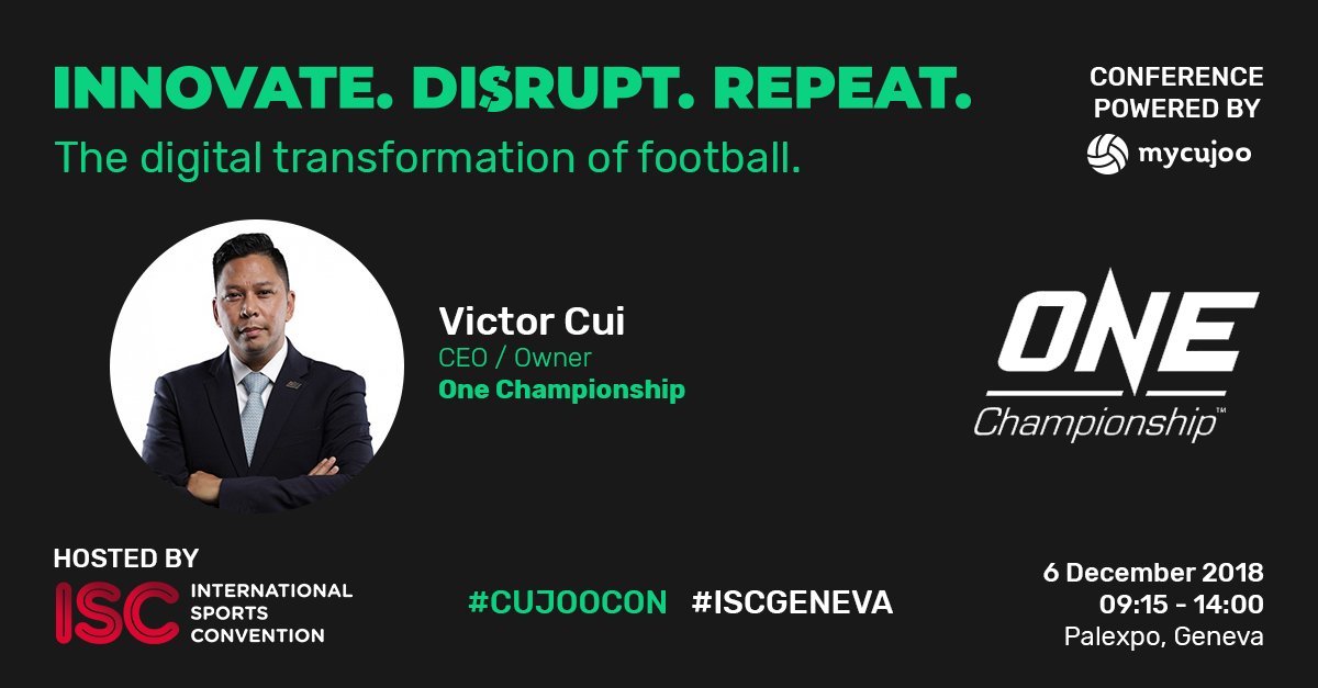 ElevenSportsHQ's tweet photo. 👥 We're 1-on-1 with @ONEChampionship CEO &amp; Owner @victoronefc, as he discusses how his focus on digital helped grow Asia’s largest global sports media property.

At #iscgeneva on 6 Dec? Join the biggest hitters in sports digital disruption at #cujoocon 👉 https://t.co/m2I6JT8e6G https://t.co/zuaag2o63G