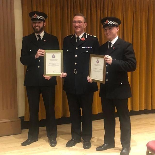 Liam Tomlinson and Thomas Webb 
received chief constables award for bravery saving a girl attempting to commit suicide by drowning herself.