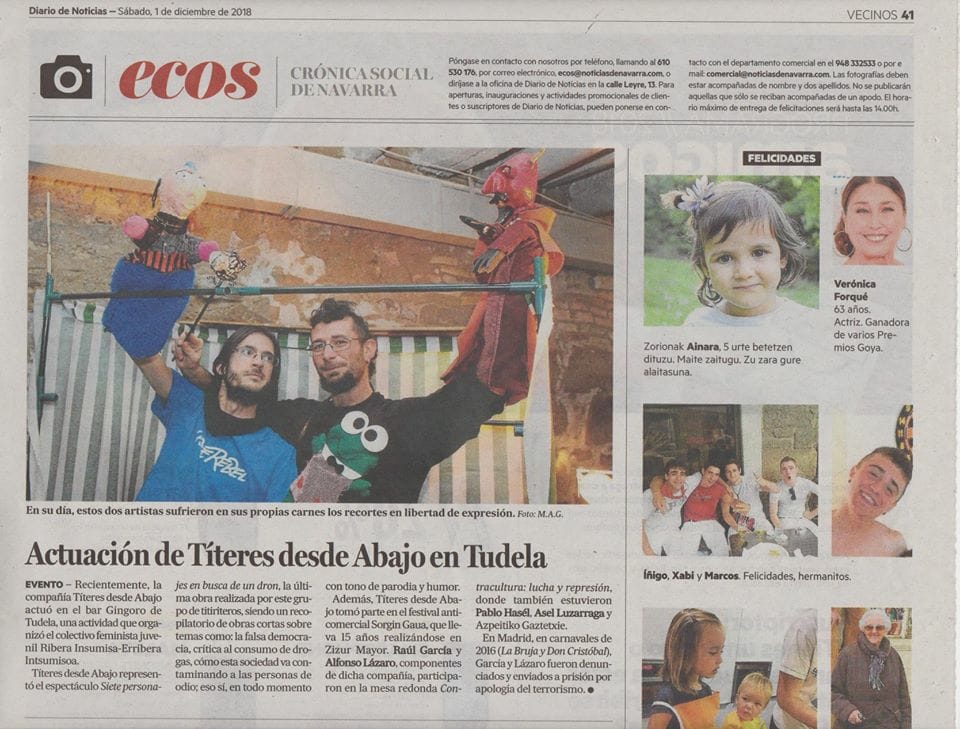 Volvemos a aparecer en la prensa pero esta vez por nuestro curro, jeje. 

Por aqui os dejamos esta pequeña reseña que nos hicieron en el "Diario de Noticias" de Navarra.