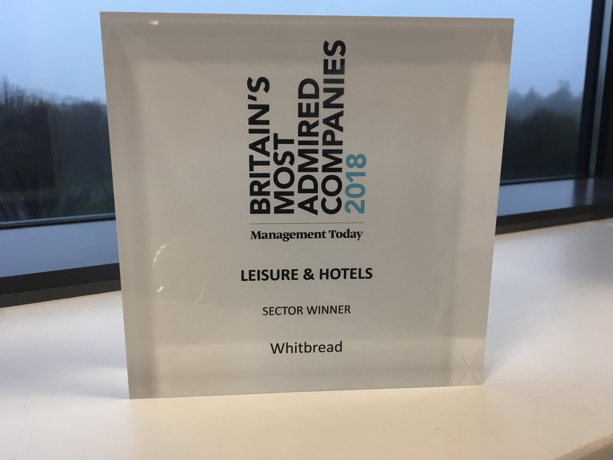 We are delighted to have won Britain's Most Admired Companies 2018 award for Leisure &amp; Hotels at the Management Today event held last night!