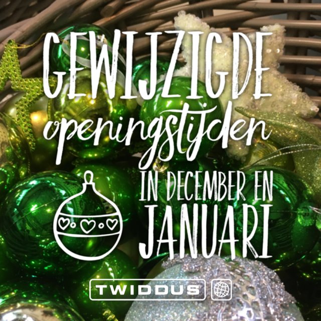 twiddus's tweet photo. Kringloopwarenhuis Twiddus heeft in december 2018 en januari 2019 iets gewijzigde openingstijden. Kijk hiervoor op https://t.co/rZe8dKI2rx https://t.co/cSRJHJdyzY