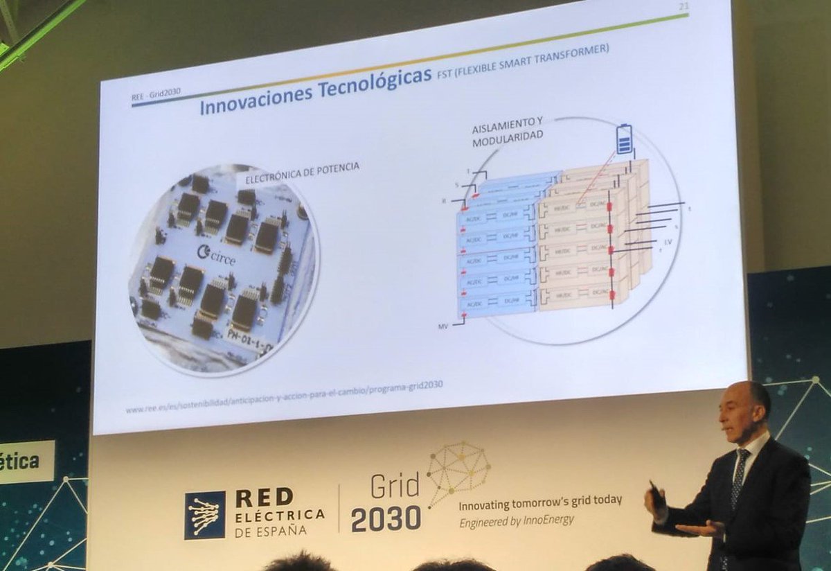 fCIRCE's tweet photo. Andrés Llombart presenta el proyecto Flexible Smart Transformer en el sector de la red eléctrica y premiado en los retos del programa #Grid2030.
Gracias a @RedElectricaREE y a @InnoEnergyEU por apoyarnos.
#eficienciaenergetica #smartgrids #innovacion https://t.co/zNiBCUjKG8