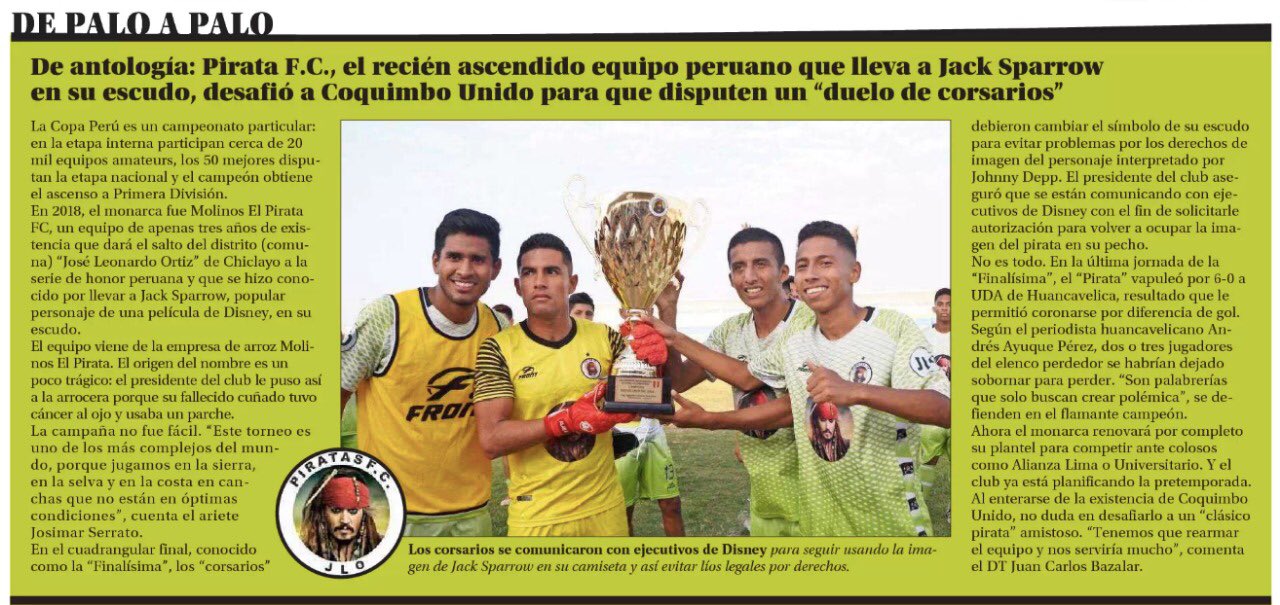 Info Coquimbo Unido On Twitter Hoy En El Mercurio Pirata Fc El Recien Ascendido Equipo Peruano Que Lleva A Jack Sparrow En Su Escudo Desafio A Coquimbo Unido Para Que Disputen Un