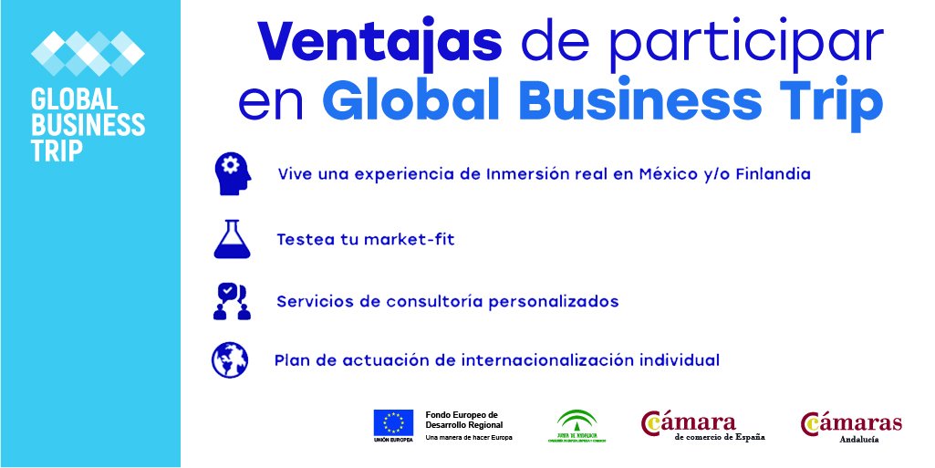 CCAndalucia's tweet photo. #TICGBT ➡ Ventajas de participar en GBT:
✅Vive una experiencia de inmersión real
✅Testea tu market-fit
✅Servicios de consultoría personalizados
✅Plan de actuación de internacionalización individual
Conócelas todas en nuestro webinar 👉 ✨ https://t.co/oJ7A2aer7Z https://t.co/VOZGufGbyb