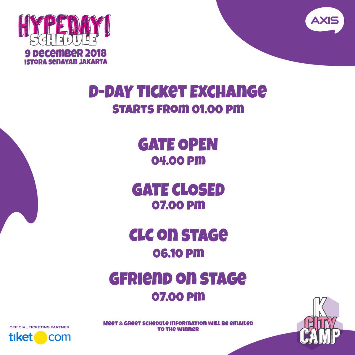 CitiliveEvent's tweet photo. Schedule for KCity Camp 2018

#KCityCamp2018 #GFriendXCLCinJakarta #CitiliveEvent https://t.co/GnDj6xRdPX