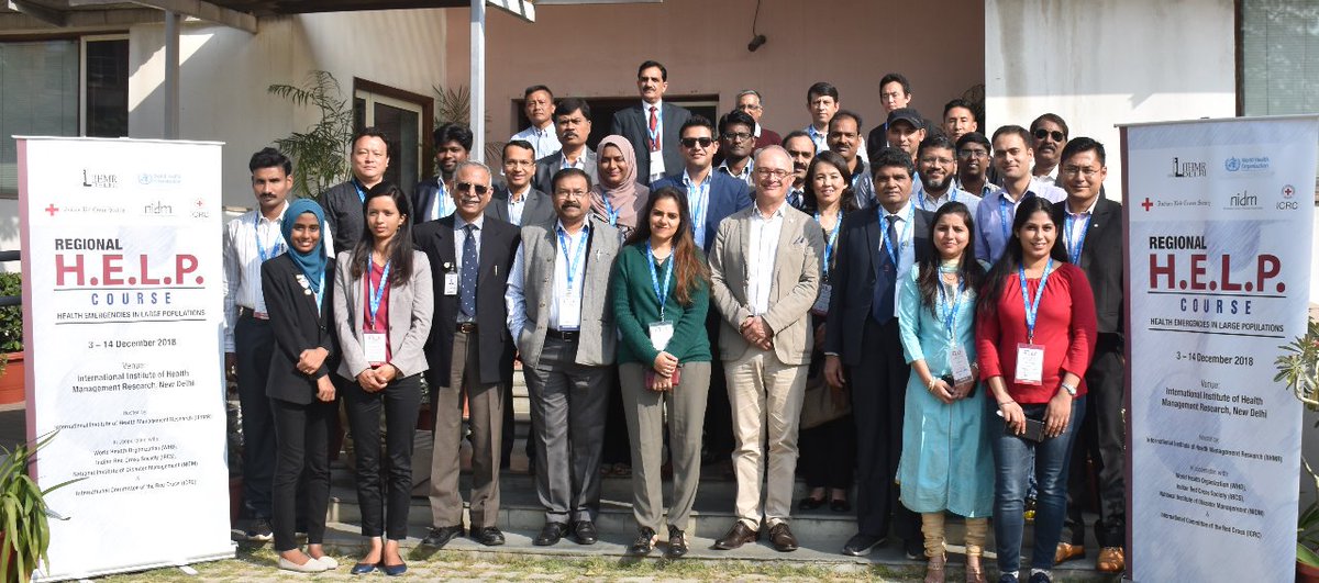 ICRC_nd's tweet photo. Regional H.E.L.P. course jointly organised by @IIHMRDelhi, @WHO, @IndianRedCross, @nidm_mha and @ICRC_nd underway in #Delhi. The course focusses on strengthening response to #health #emergencies in large populations. https://t.co/KWv3SS2yFg