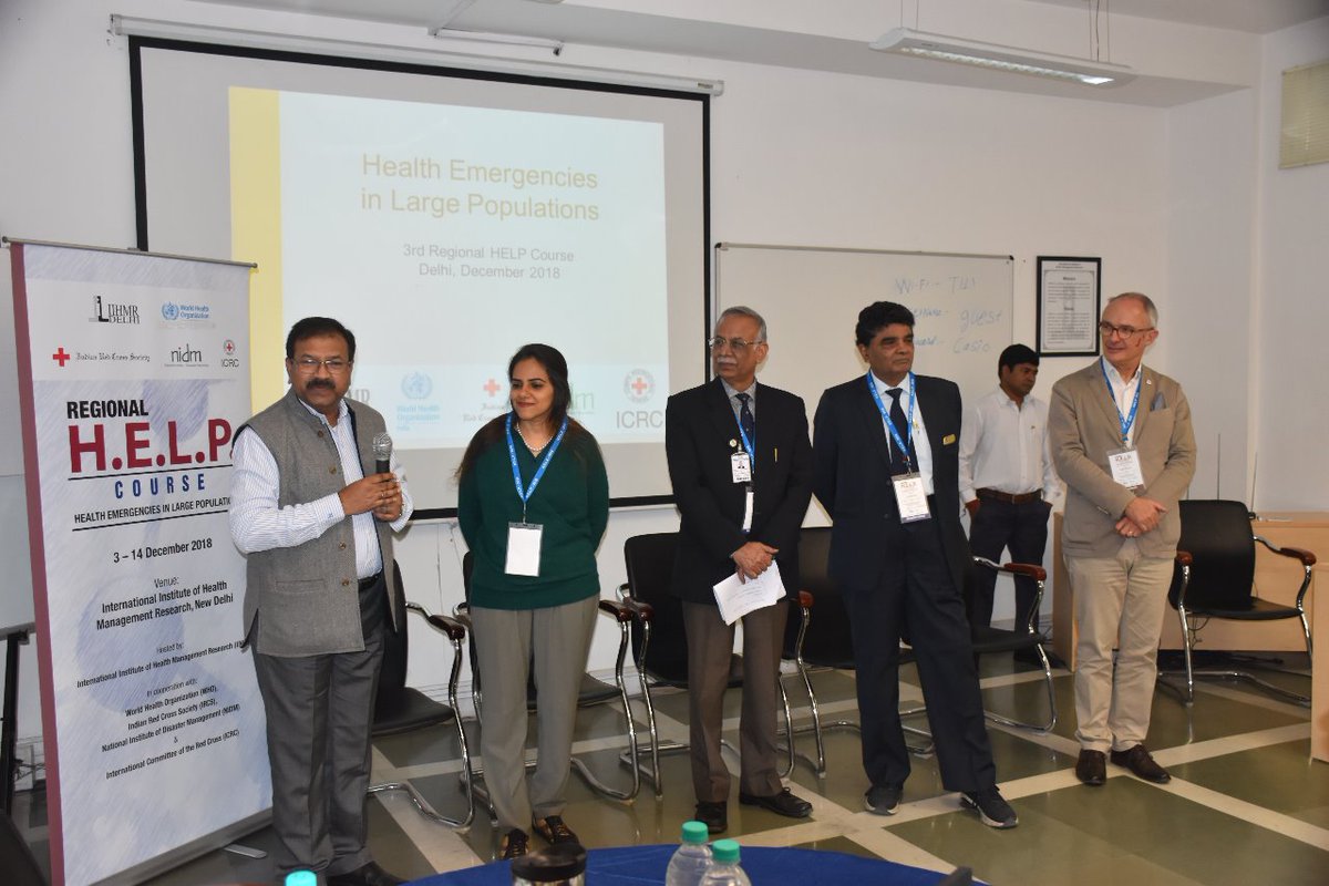 ICRC_nd's tweet photo. Regional H.E.L.P. course jointly organised by @IIHMRDelhi, @WHO, @IndianRedCross, @nidm_mha and @ICRC_nd underway in #Delhi. The course focusses on strengthening response to #health #emergencies in large populations. https://t.co/KWv3SS2yFg