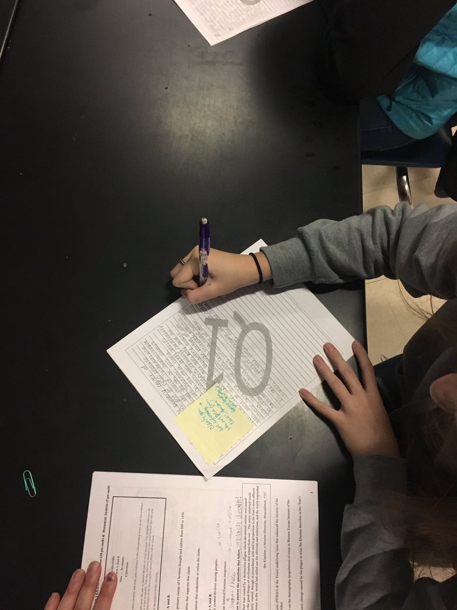 Ms_Hetrick's tweet photo. #bshsapwo students reviewing comments (both glows and grows) on exam. Have the opportunity to draw a line under their work and respond just to the questions on the post-it. Thanks for the support @Niki_Donato. #olddognewtrick #feedbackisagift #gradesmarter https://t.co/W1efpKzWEL
