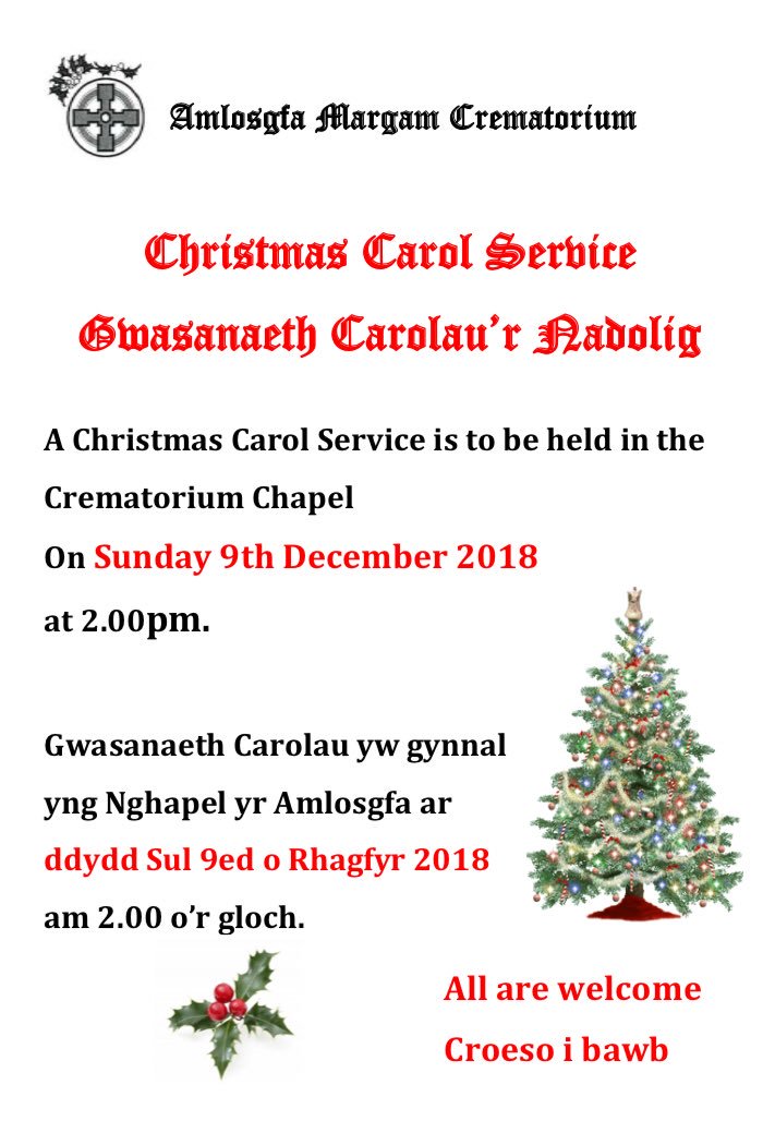 Please feel free to share these details for this Carol Service at Margam Crematorium.