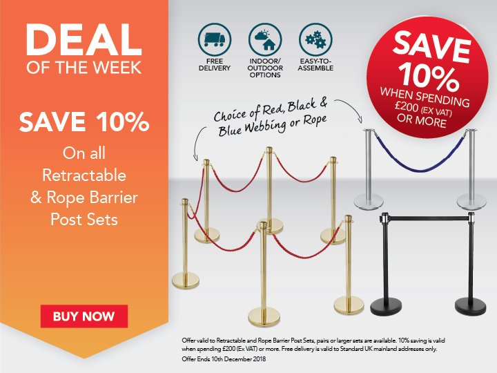 ShopfittingWhs's tweet photo. his week's Deal of the Week is for a 10% saving on Retractable and Rope Barrier Post sets https://t.co/wir1Hk5Ctf  #BarrierPosts #RopeBarriers #RetractableBarriers #Hotels #Airport #Shops #Retail #QueueManagement #CrowdControl https://t.co/e6w62i8FKc