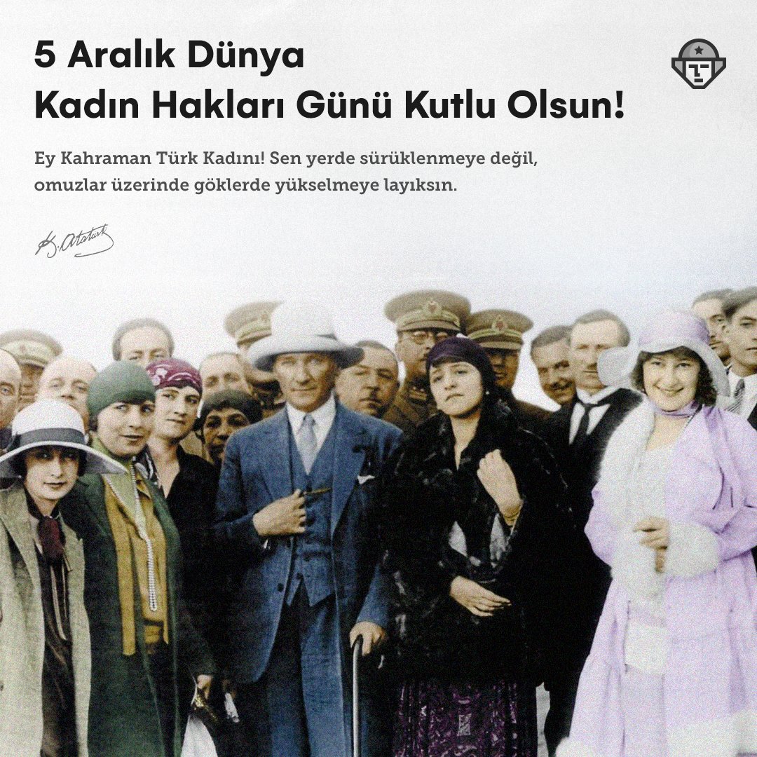 5 Aralık Dünya Kadın Hakları Günü Kutlu Olsun!

Ey Kahraman Türk Kadını! Sen yerde sürüklenmeye değil, 
omuzlar üzerinde göklerde yükselmeye layıksın.

#5AralıkDünyaKadınHaklarıGünü #kadınhaklarıgünü #mustafakemalatatürk #tertipler <a href="/tertiplerTR/">Tertipler</a>