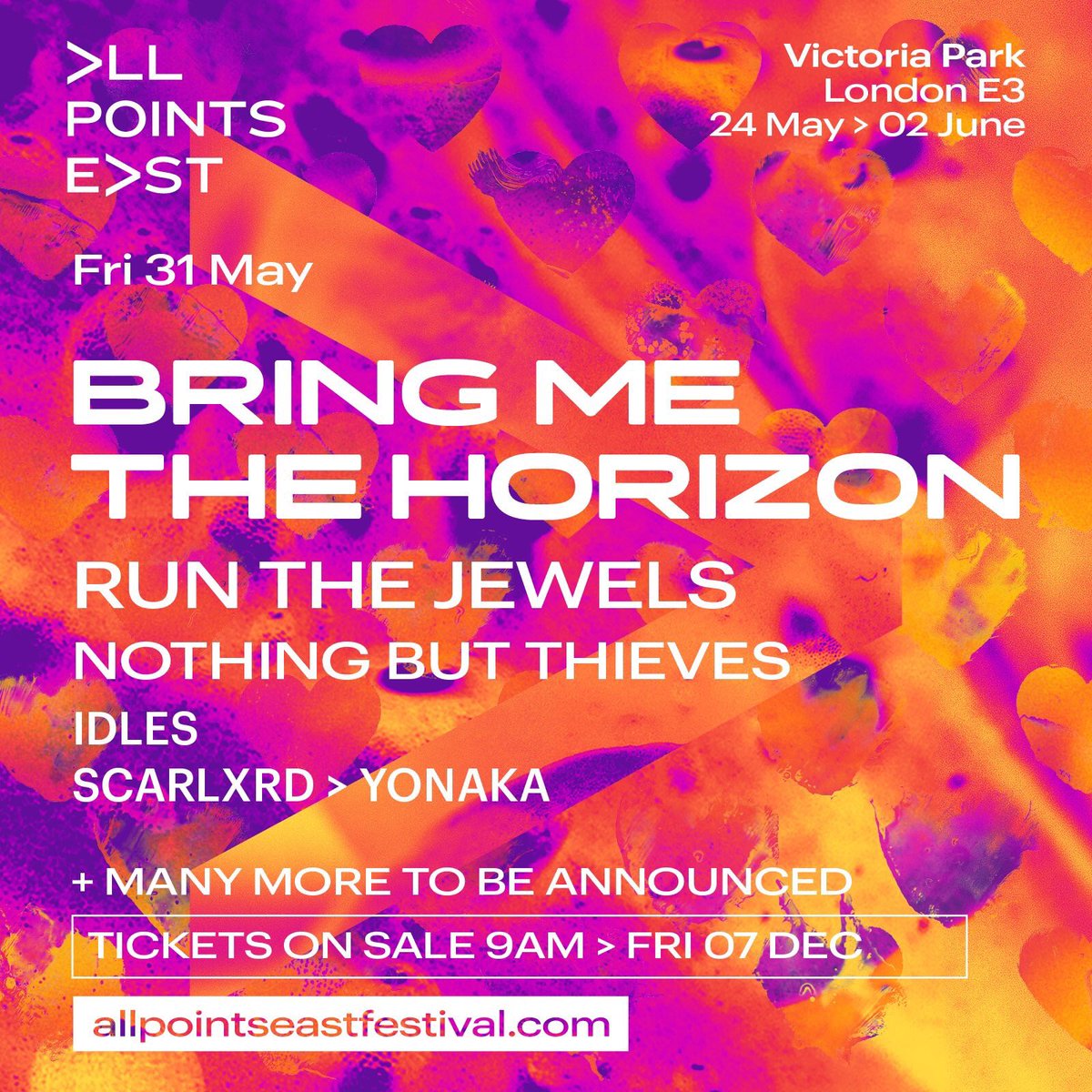 weareYONAKA's tweet photo. Just a little bit of a good line up. Daymmmmmm not gonna move position all day 🖤 @allpointseastuk hot ticket. https://t.co/hrOH1ffFKZ