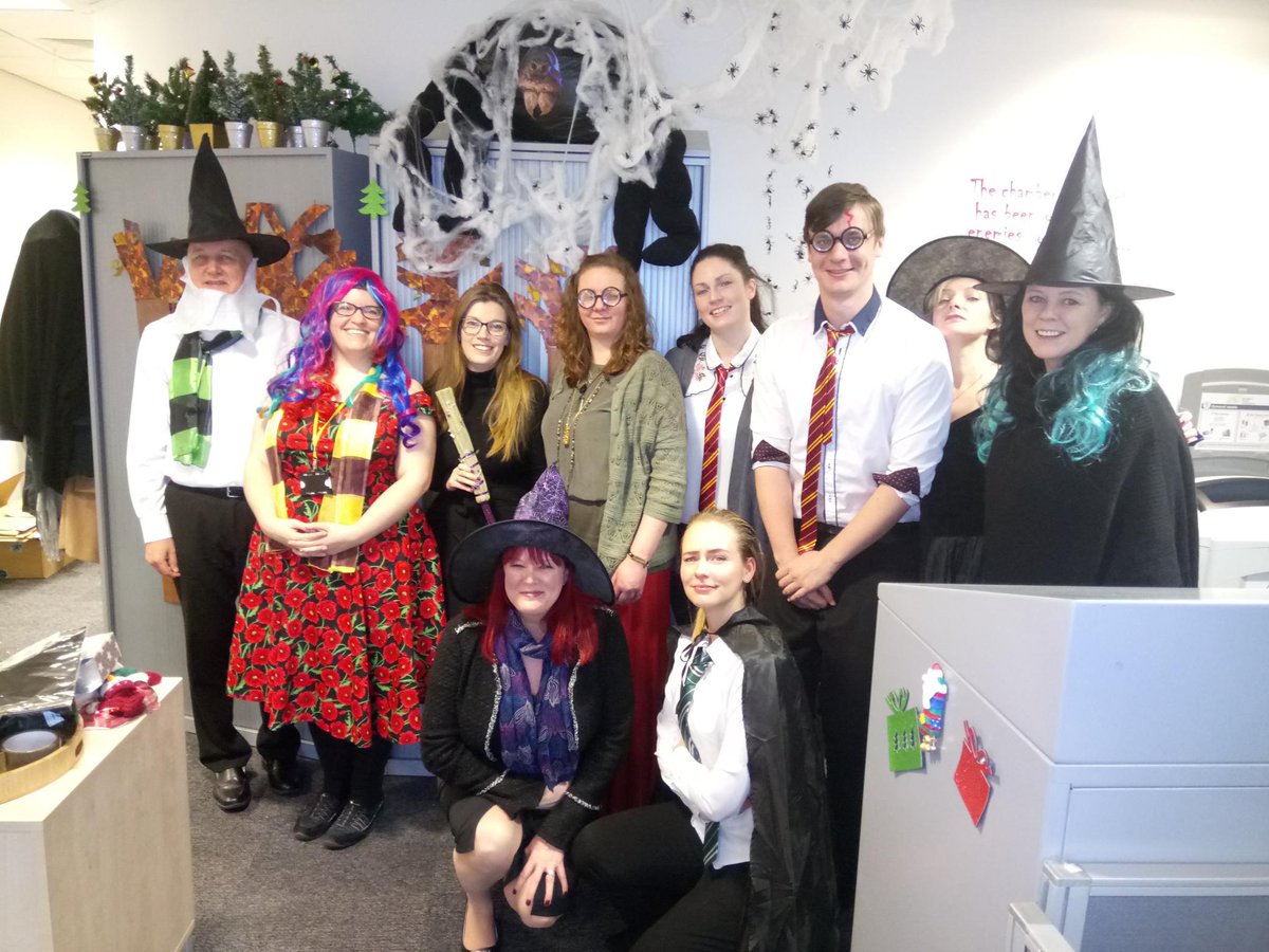 sammylee75's tweet photo. Just another day in the office for the Bristol HR team.  Taking the annual Christmas Decoration Competition a little too seriously #HarryPotterChristmas #NotAtAllCompetitive https://t.co/OyDHrkdPij